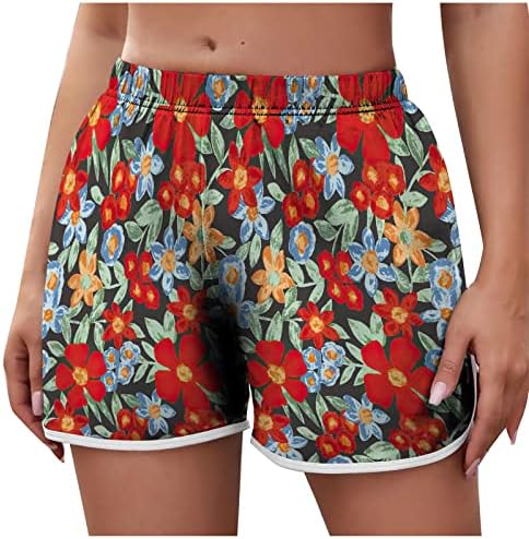 Shorts de praia feminina estampa de moda boho tronco floral calça curta cintura elástica
