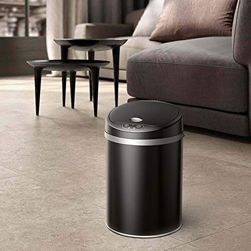 Ataay latas de lixo lixo pode ser inteligente lixo de indução pode tocar lixo automático em forma de tambor lata com lixo doméstico de aço para a sala de estar cozinha/ouro/9l