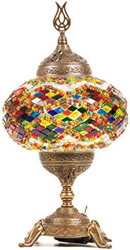 Lumin-lâmpada de mesa de mosaico operada por bateria com lâmpada LED embutida, touros de mesa de mesa de mesa de mesa