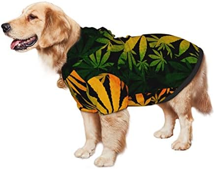 Hoodie de cachorro grande rasta-canabis-weed Leaf Clothes Sweater com chapéu de gato macio casaco grande