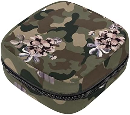 Bolsa de armazenamento portátil do padrão de água do padrão de flores de camuflagem para mulheres adolescentes garotas menstruais