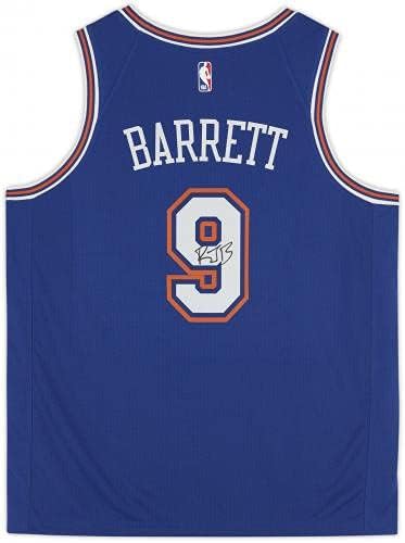 RJ Barrett New York Knicks autografou Jordan Brand Blue Icon Swingman Jersey - camisas da NBA autografadas