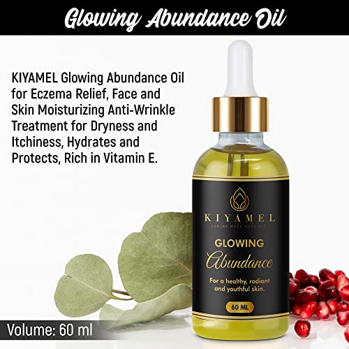 Óleo de abundância brilhante de Kiyamel para alívio do eczema, face e pele hidratante tratamento anti-rugas para secura e coceira,