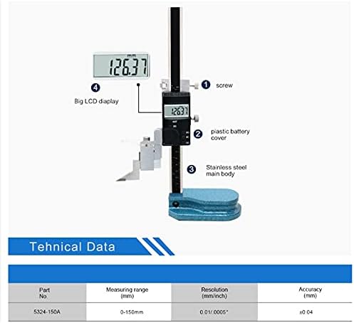 XDCHLK 0-150 mm Medidor de altura digital Altura de altura Electronidade PALIPER DIGITAL Medidor eletrônico com ferramenta