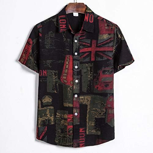 Camisas vintage para homens listrados de manga curta Hawaiian Button Summer Down Tirm camise