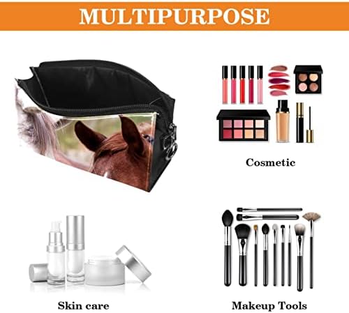 Tbouobt Gifts for Men Mulheres Bolsas de maquiagem Pouca de higiene pessoal Smits Smits Sacos Cosméticos, Animal Dois Cavalos