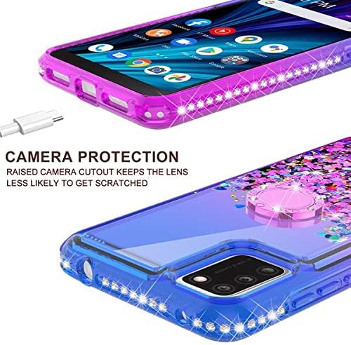 Liquid Glitter fofo capa de telefone compatível com alcatel tcl a3x a600dl capa clara bling diamante anel de pára -choques de