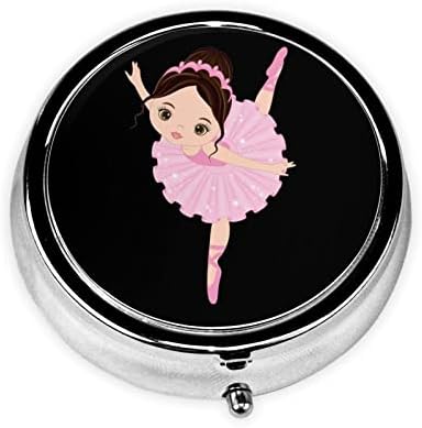 Little Ballerina Dancing Girl Pill Caixa, caixa de comprimidos redondos de metal, caixa de comprimidos de três compartimentos,