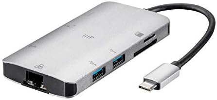 Adaptador Monoprice USB-C para HDMI-Corpo de alumínio com Ethernet Gigabit, USB 3.0, SD/MicroSD Reader, USB-C 100W, Power Delivery
