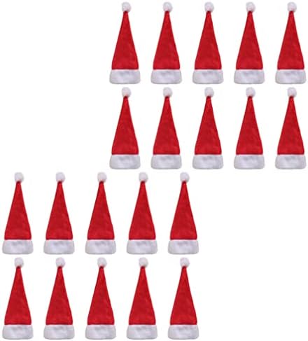 Didiseaon chapéu de natal 20pcs mini Natal chapéus de Papai Noel Tiny Santa Claus Caps Lollipop Candy Covers Capas de tampas de tampo de garrafa de vinho de vinhos bolsas de talheres de Natal