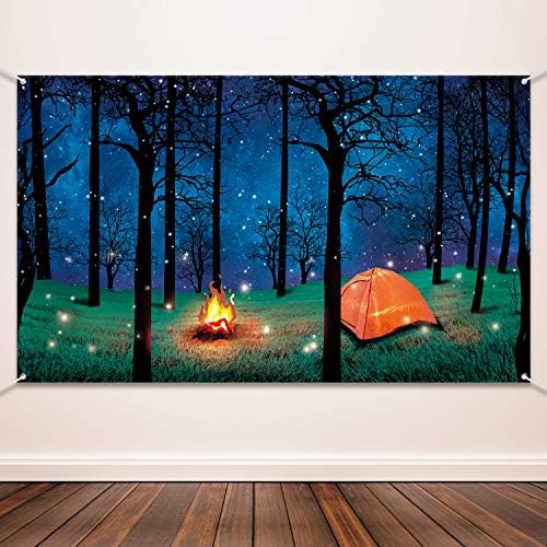 BLULU FLOREST SCENS Camping Supplia o pano de fundo do acampamento Photown Shoot Photo Baskdrop Party Decoration for Camping Party Party Birthday Birthday Baby Shower