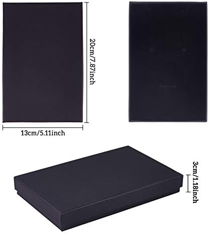 BENECREAT 6 Pacote Coloque de presente de colar preto 7.8x5x1.2 Jóias de papelão caixas de papel Kraft com esponja