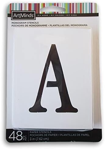Cartas de suprimento de artesanato e números serif monograma conjunto de estêncil - 3 polegadas - 48 peças