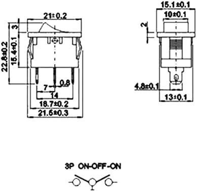 Interruptor do balancim 20pcs 50pcs kcd1 21 * 15mm 3pin spst 6a/250V Snap-in On/Off/On Position Snap Boat Rocker Switch Feet