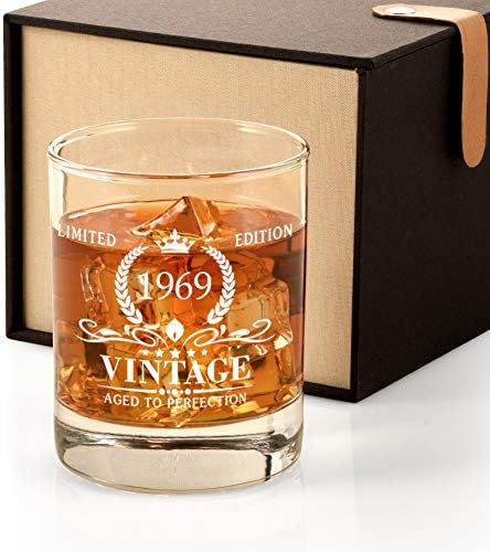 Triwol 1969 Presentes de aniversário de 54º aniversário para homens, Glass de uísque vintage Presentes de aniversário