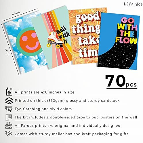 Decoração de quarto indie Tiktok estético, 70pcs de imagens estéticas de kit de colagem de parede indie para decoração de parede de parede de quarto, decoração eclética para decoração de quarto fofo para meninas adolescentes, hippie e dormitório y2k decoração