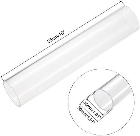 Meccanixity Tubo acrílico Limpo de tubo redondo rígido 46mm ID 50mm od 10 para lâmpadas e lanternas, sistema de resfriamento