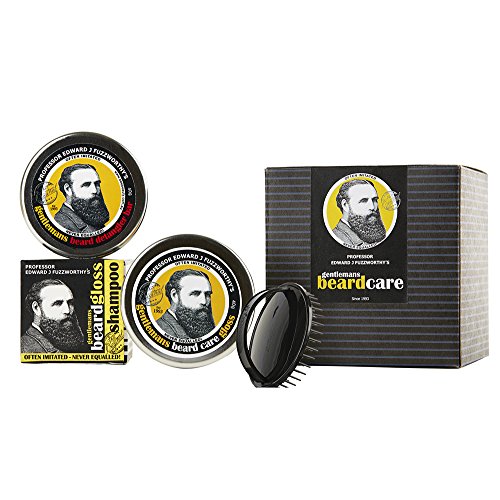 Professor Fuzzworthy Big Healthy Beard Helfing Kit para homens Pacote de presentes | Balm de barra e barba de barba natural para o crescimento de barba espessa | Pincel de shampoo grátis | Óleos essenciais orgânicos