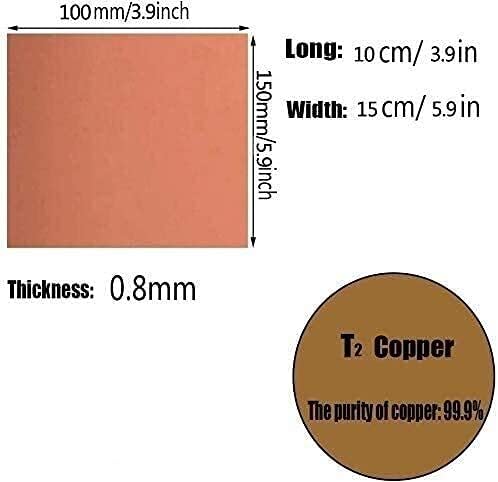 Placa de latão de kekeyang folha de cobre pura papel alumínio de cobre metal 0. 08 x 4 x 6 polegadas para artesanato reparos