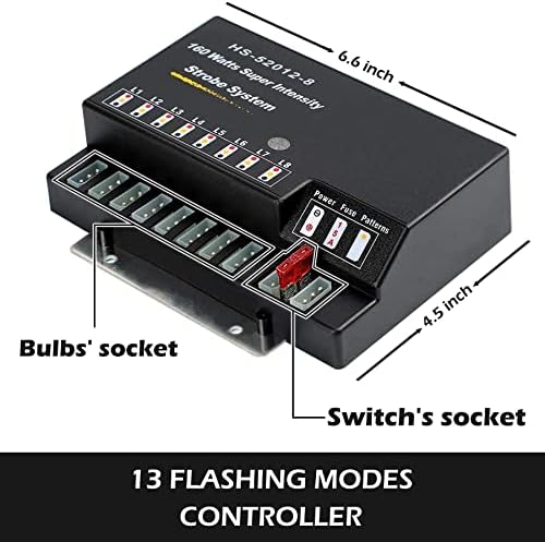 Smallfatw Hideaway Strobe Lights Kit 8 Bulbos HID 13 Função de Lembre de Memória do Modo Planqueiro, cabo de alimentação de