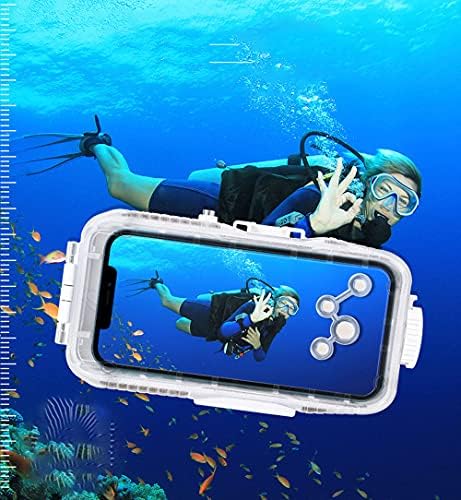Caixa de mergulho para iPhone 12 Pro Max, capa de iPhone subaquática, [40m/130ft] Surfing Swimming Snorkeling Photo Vídeo Capa à prova d'água subaquática para iPhone 12 Pro Max