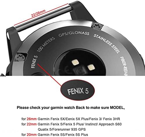 TTUCFA 22 26mm de nylon de 26mm de nylon tira de banda de vigilância para Garmin Fenix ​​6x 6 Pro Smart Watch Easy Fit Band para Fenix ​​5x 5 3 3HR 935 945 Watch