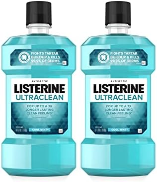 Listerina Ultraclean Anti -séptica enxaguar para gengivite, placa e tártaro, hortelã, 2 x 1 l