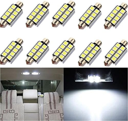 Katur 10pcs 39mm 5050 8smd lâmpadas LED Lâmpadas brancas Micro-General Carro Interior Festoon Dome Lâmpadas DC12V Canbus