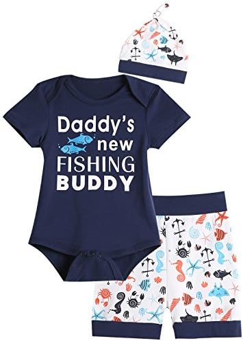 Augngle 3pcs Baby Boys 'Daddy's New Fishing Buddy Roupet Set