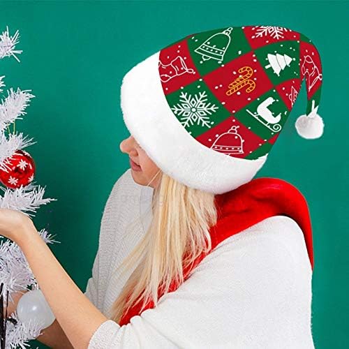 Chapéu de Papai Noel de Natal, Chapéu de férias de Natal de Buffalo Buffalo para Adultos, Unisex Comfort Christmas Hats para Evento de Festas Festivas para Festas de Ano Novo