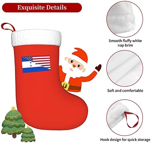 TZT American Flag and Flag of Honduras Christmas meias, presentes de festa de férias de Natal para decorações de férias em família