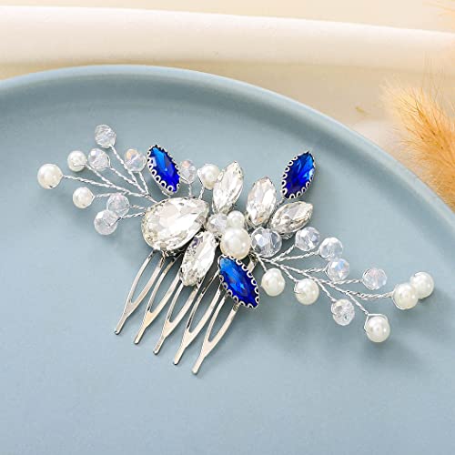 Yikisdy Rhinestone Bride Wedding Hair Combs Silver Pearl Hair Pedaços Cristal Cabelo de Cristal Acessórios para Mulheres