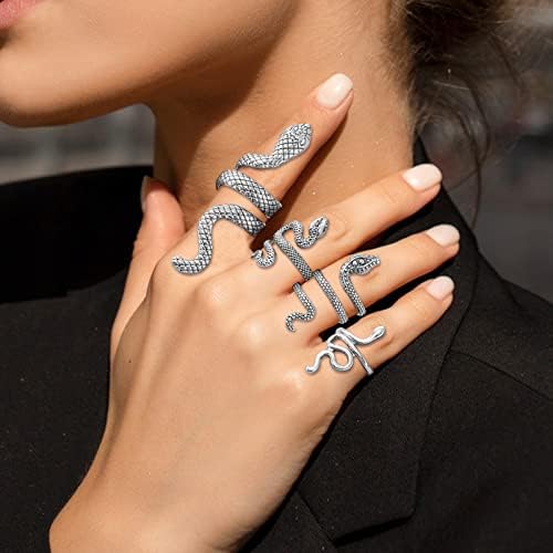 Long Tiantian Snake Ring for Women Animal Punk vintage anéis de prata ajustáveis ​​anéis