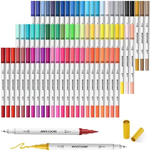 Marcadores de colorir Mogyann definidos para adultos - 72 cores marcadores de arte de caneta dupla para coloração, escrita e caligrafia,
