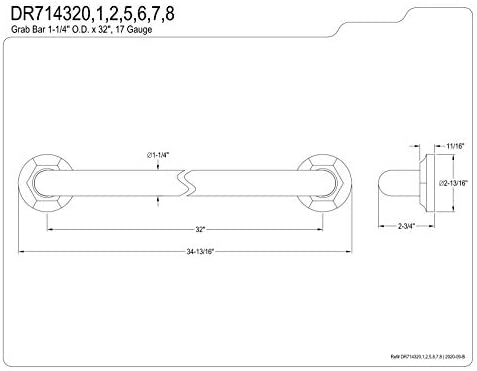 Kingston Brass DR714322 Designer Trimcape Metropolitan Decor de 32 polegadas barra com diâmetro externo de 1,25 polegadas,
