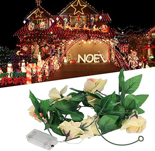 PLPLAAOO ROSE BATHER LUZES DE BATERAGEM, LUZES DE FLOR FORDA 2PCS 7,8 pés 20 Bateria de bateria LED Rose Lights Fairy Lights Garden