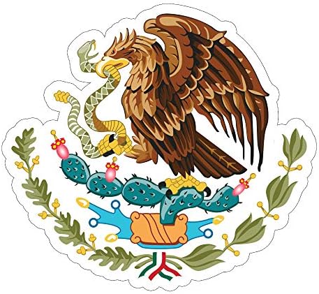 Bandes de bandeira mexicana genérica águia com adesivo de pássaro de cobra Hawk de 3 polegadas decalque