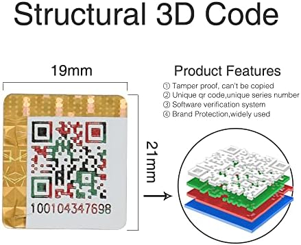 1000 unidades 19x21mm rótulo de segurança dourado 3d Anti-assassinato qr Stickers de código de código pode ser verificado com o número de série, adulteração de adesivos universais evidentes para proteção do produto da marca