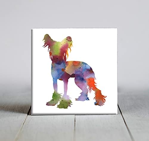 Abstrato chinês cão de cães com crista em azulejo decorativo