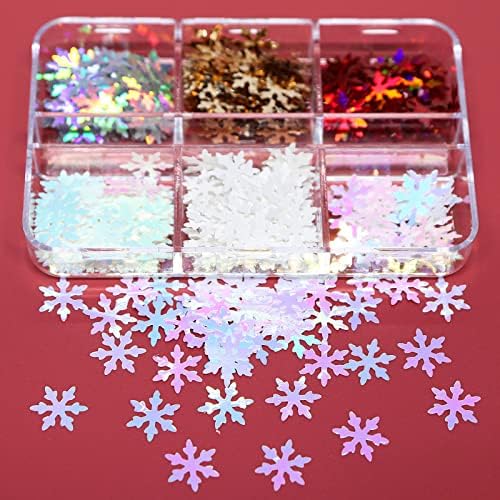 Snowflake unhas glitter lantejas 6 grades 3d holográficos brilhantes flocos de neve de inverno de Natal manicure unhas decorações de arte suprimentos