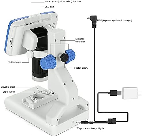 Jieseing 200x Microscópio Digital 5 '' Tela HD VÍDEO Microscópio Microscópio Eletrônico Presente Ferramenta de Biologia Científica