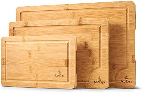 Conjunto de tábua de corte de bambu de 3-tábuas de corte de madeira de bambu natural para cozinha-tábua durável de madeira