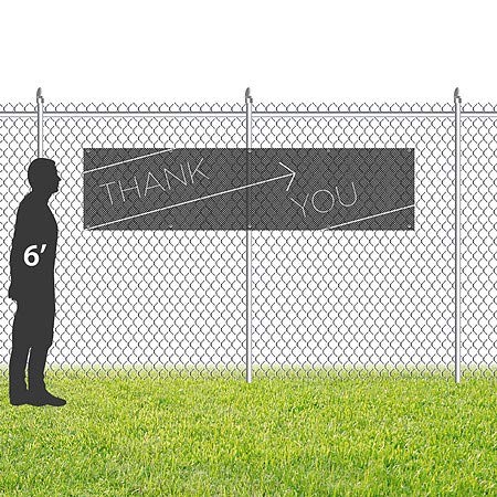 CGSignLab | Obrigado -Banner de vinil de malha ao ar livre resistente ao vento preto Basico | 8'x2 '