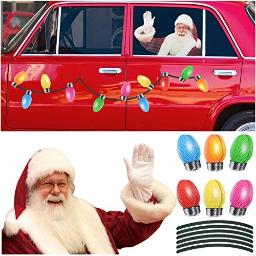 44 peças 3d Papai Noel Claus Voitores traseiros da janela e ímã de luz de férias Conjunto de ímã refletivo Decorações de carros