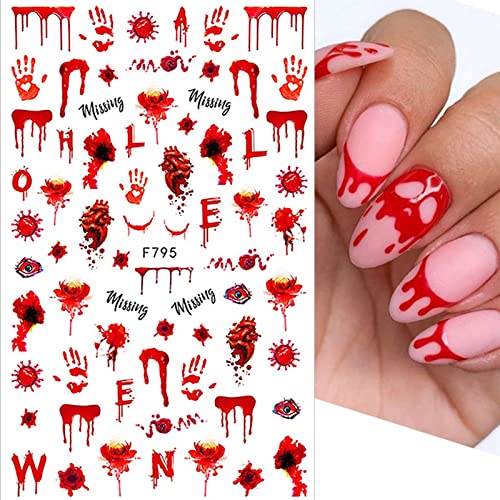 Adesivos de halloween adesivos de unhas 3d assustadoras assustadoras cicatriz scargy auto adesivo unhas decalques para