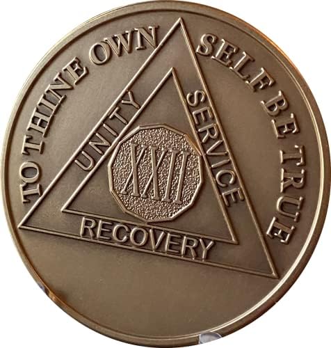 RecoveryChip 22 anos AA Medallion grande 1,5 Premium Premium Bronze Sobriedade Medalhão