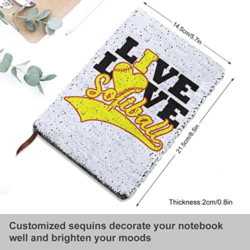 Live Love Softball Funny Lantebook Reverso Flip Lokin Diário Livro para material de escritório de viagens