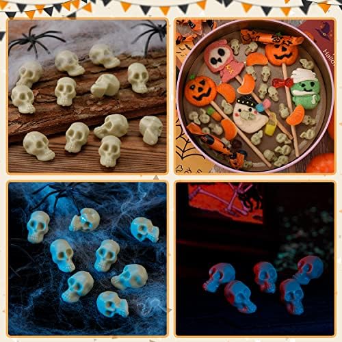 115pcs Mini cabeças de crânio de plástico, crânios em miniatura para enchimento de vaso de Halloween, figuras de esqueleto de Halloween para reproduções de Halloween Bruxas de Halloween Decoração de mesa em casa