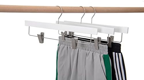 20 Luxo Ultra Fin Space economizador de madeira cabide com barra de calça de calça quadrada melhor para camisas, blusas, calça, vestido, cabides brancos
