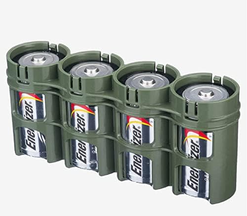 Storacell sld4mg por powerpax slimline d caddy de bateria, verde militar, segura 4 baterias